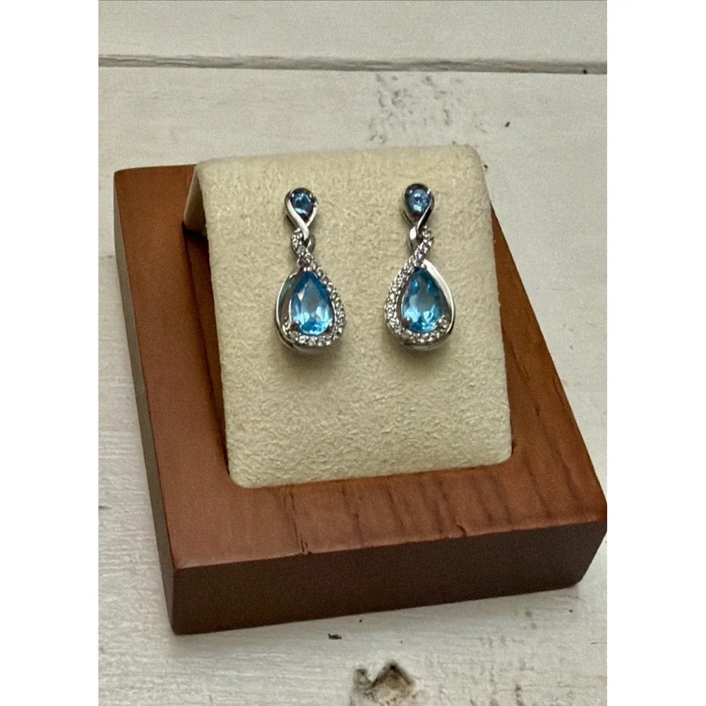 Kay Jewelers‎ Blue Topaz Teardrop Set 925 Sterling Silver Earrings Pendant